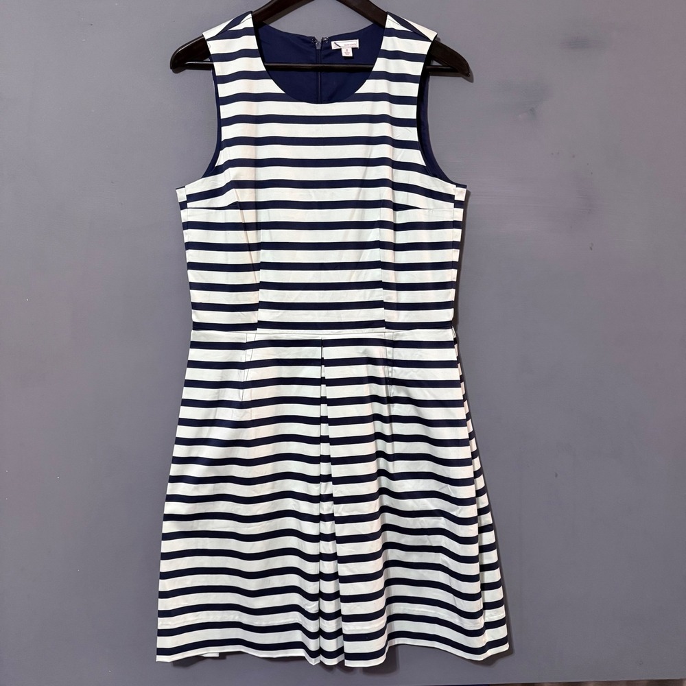 Gap Navy & Mint Green Striped Preppy Summer Dress size 10 Cotton